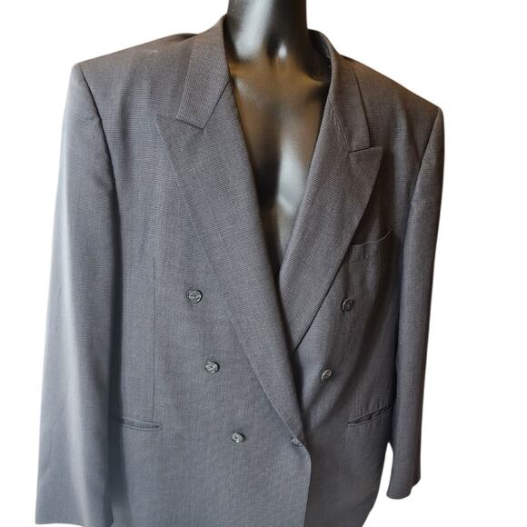 Cedrics Le Baron Blazer 48L Wool Double Breasted Gray Sport Coat Jacket Vintage - Picture 1 of 16